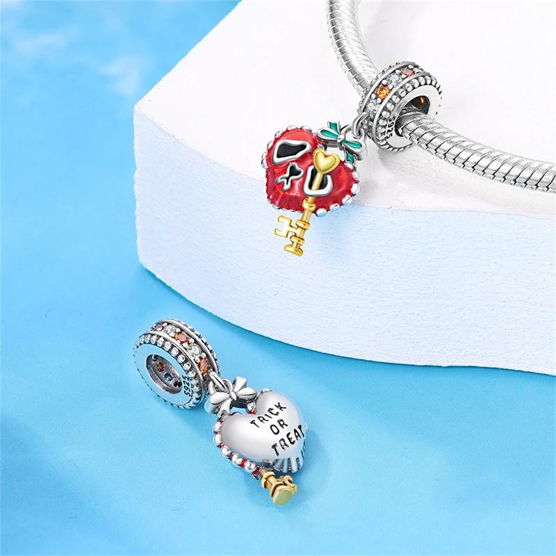 Copper Halloween Series Charms Luminous Pumpkin Demon Skull Beads For Fit 3Mm Original Bracelet Diy Jewelry