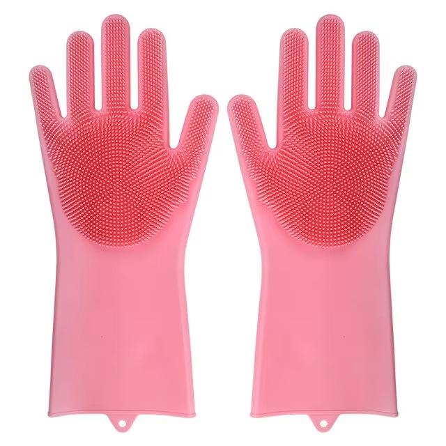 Magic Silicone Dishwashing Gloves - Sponge Scrubber Rubber Gloves, Household Kitchen Cleaning Tools