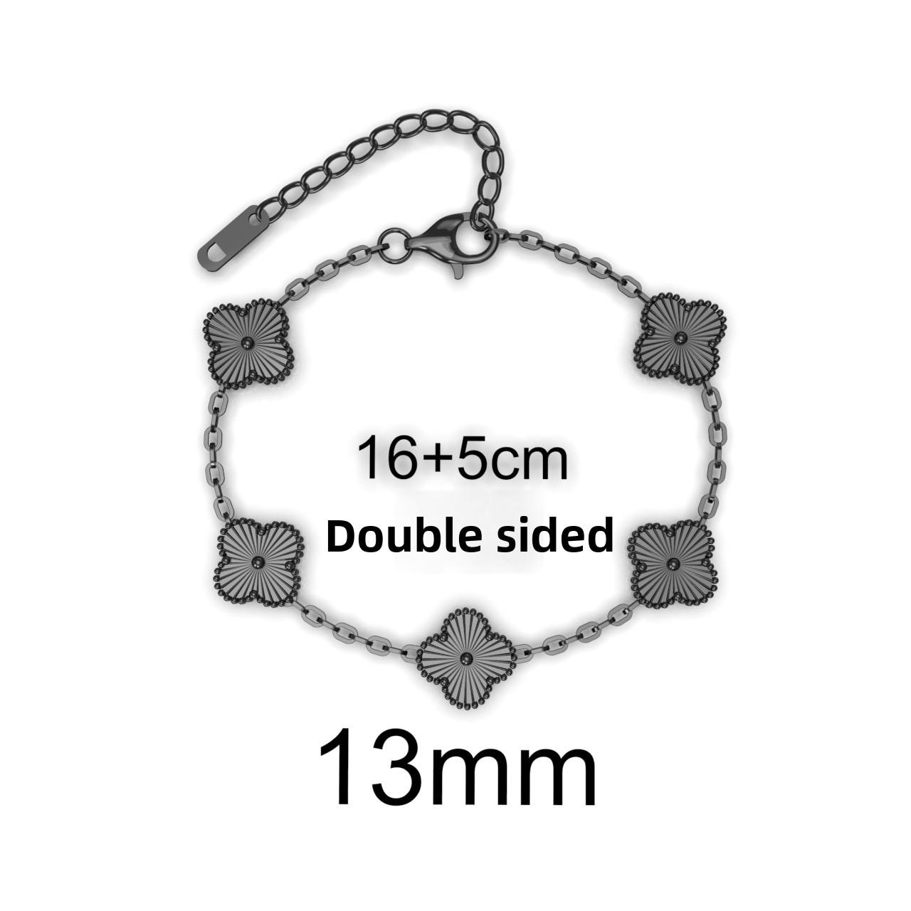 

Браслет из титановой стали 13 мм в виде четырехлистного клевера, маленький, свежий, модный, лепестки 18K, не теряет цвет, женский браслет