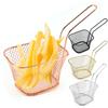 Mini Square Fry Basket Metal French Fries Chips Holder with Handle Desk Food Presentation Mesh Basket Kitchen Accessories Tools