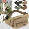 Outdoor Sport Multi Layer Zipper Waist Bag Adjustable Strap Lightweight Durable Canvas Fanny Pack for Hiking Running Cycling