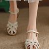 Mode Retro Stil Sommer Damen Sandalen Mode Elegant Weben Zehenbedeckende Schuhe Damen Komfort Niedriger Absatz Strandurlaub Sandalen