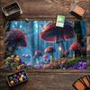 Magical Enchanted Mushroom Forest Large Game Playmat Non Slip Rubber Table Mat Stitched Edge For Card Game Laptop Gaming