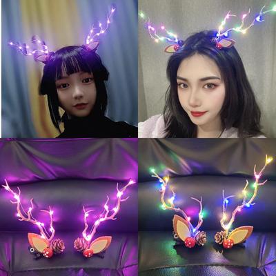 Luminous Christmas Antler Hairpin with Elk and Berry Design for Parties