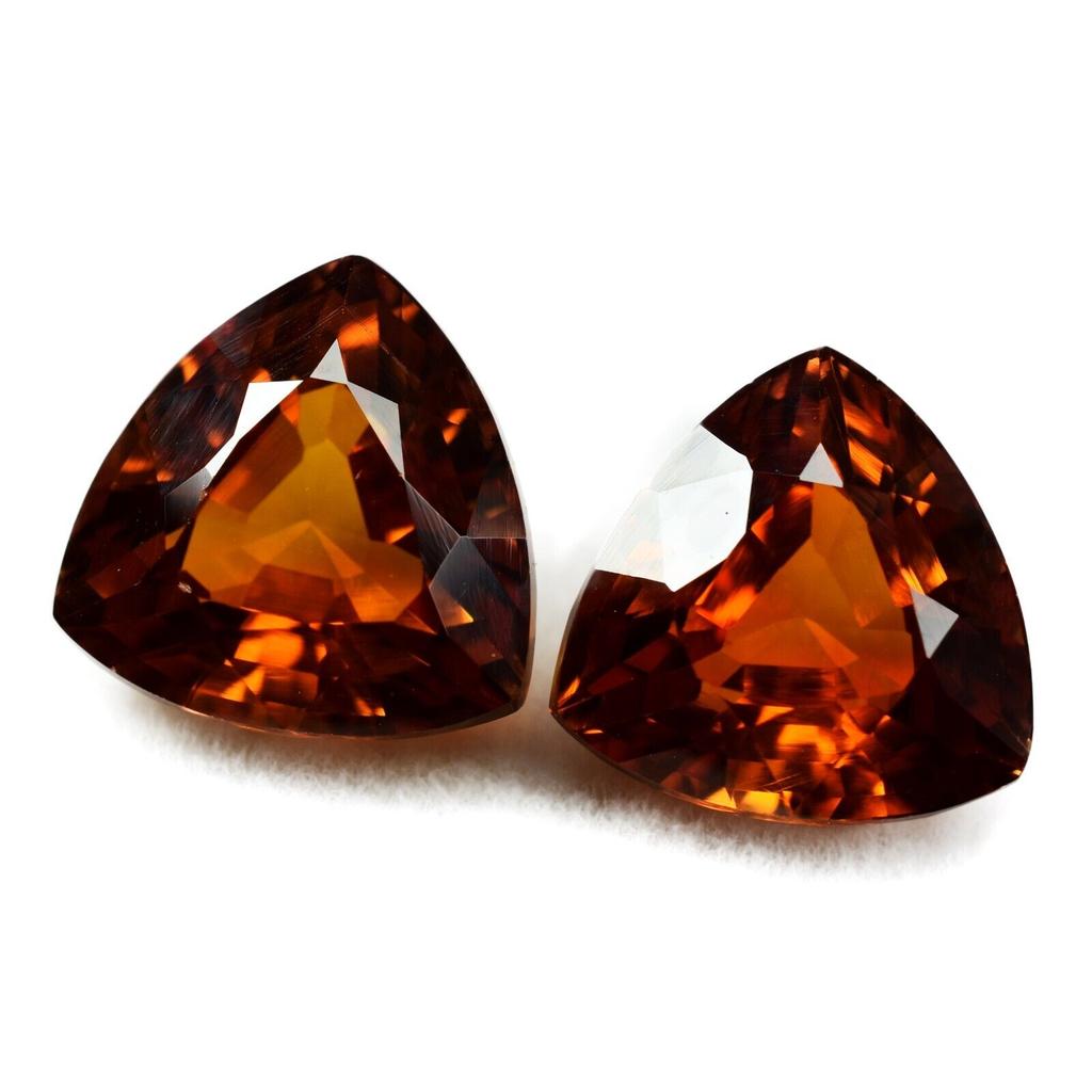 16.20 Ct Natural Ceylon SAPPHIRE Orange Trillion Loose Gemstone Pair