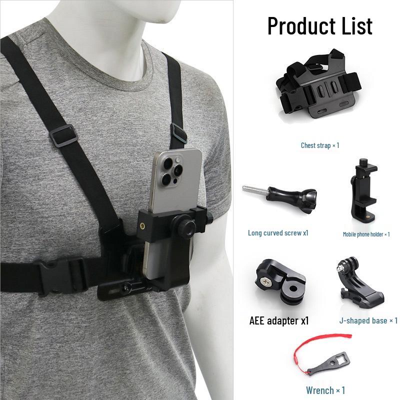 GoPro Chest Strap with Phone Holder for First-Person View, Ideal for Outdoor Cycling and Live Streaming