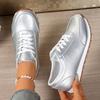Large Size Sports Single Shoes Women's New Platform Flat Heel Round Head Lace-up Casual Women's Single Shoes Size 43