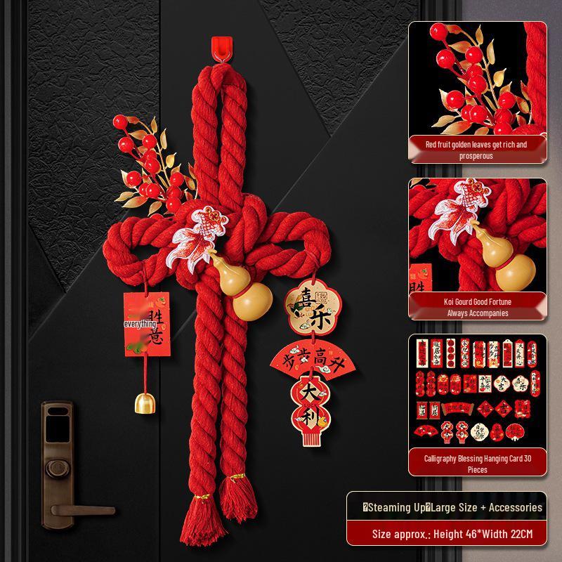 Housewarming Decor: Fu Character Door Handle Pendant Knot for New Home Ceremony
