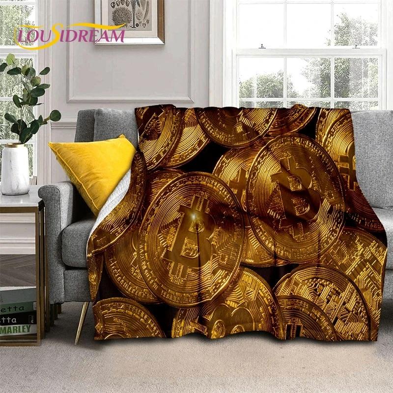 Bitcoin 3D Virtual Currency NFT Blanket,Soft Throw Blanket for Home Bedroom Bed Sofa Picnic Travel Office Cover Blanket Kid gift