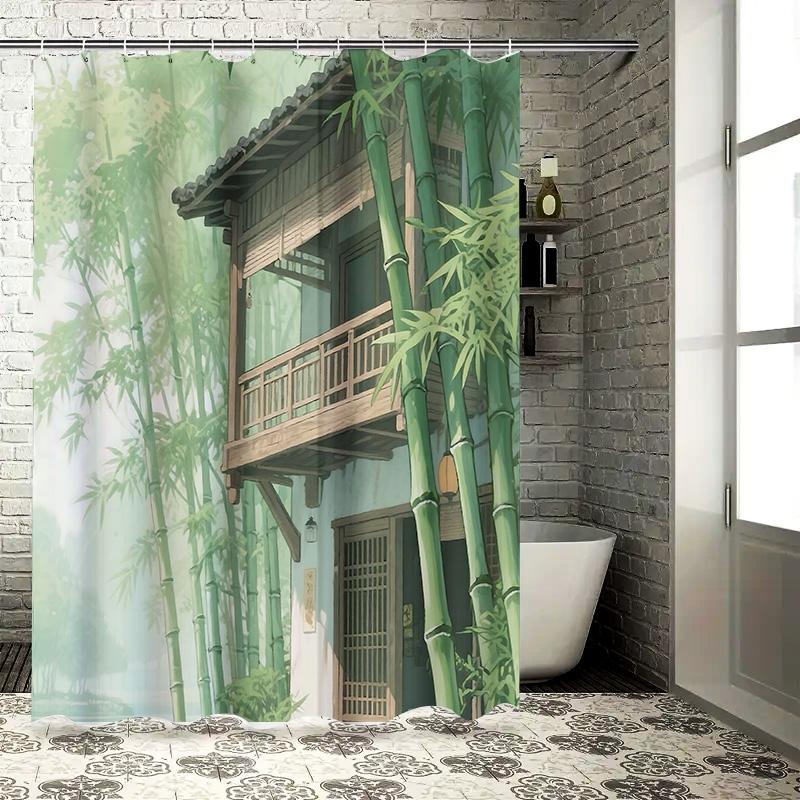 

Elegant Bamboo Forest Scene Shower Curtain - Nature-Inspired Home Decor Waterproof And Durable Perfect For Bathrooms Easy-Clean W60H190(CM)-1 Pcs