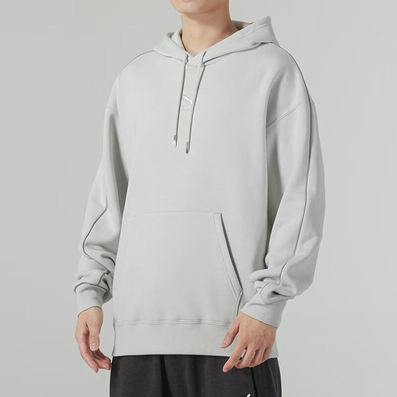 Puma Einfarbig Lässig Locker Kapuzenpullover Langarm Sweatshirt Herren Oberteile Grau Weiß 625077-80