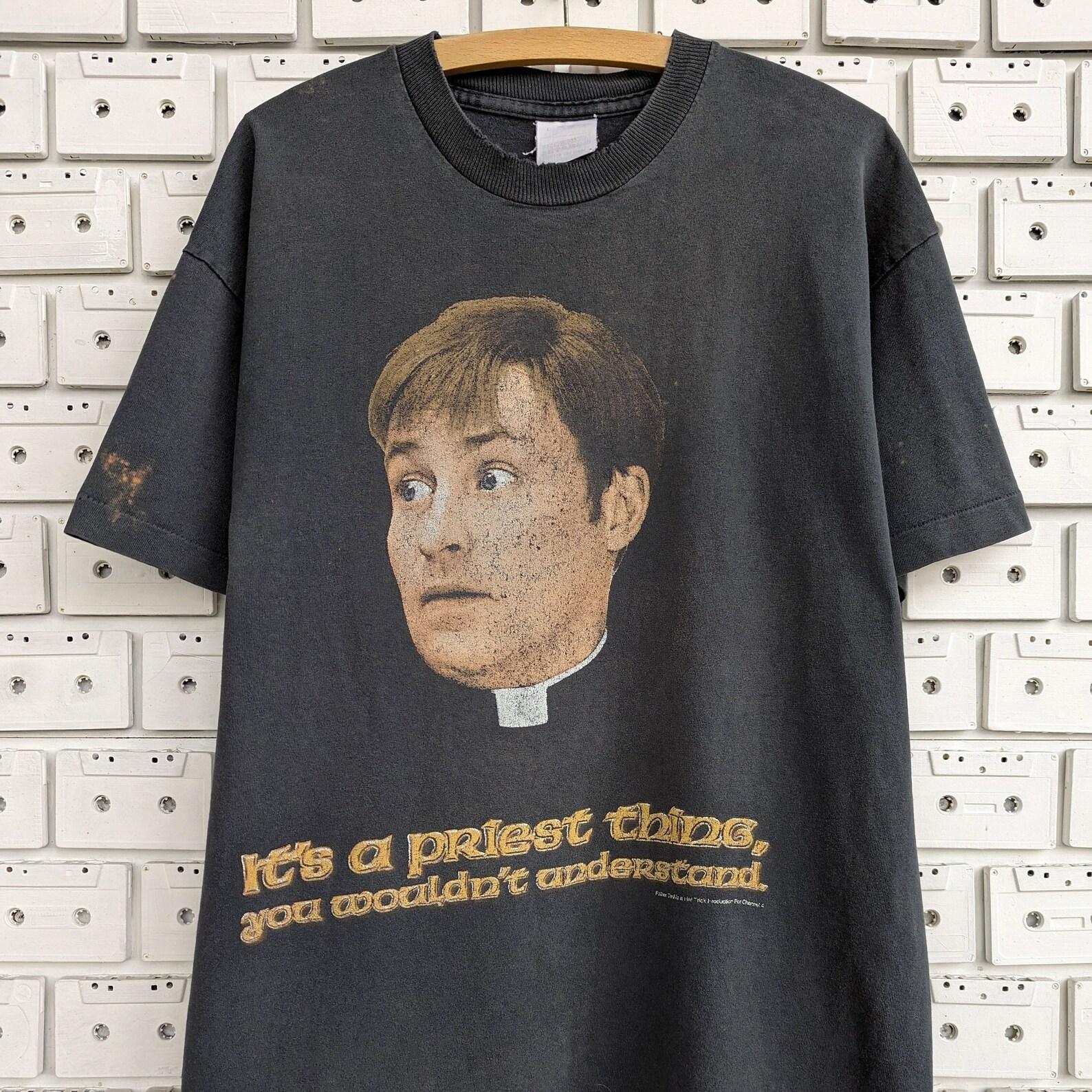 Vintage 90s Father Ted T shirt Father Dougal McGuire British TV Sitcom Comedy Movie Film Merch Tee Size L S