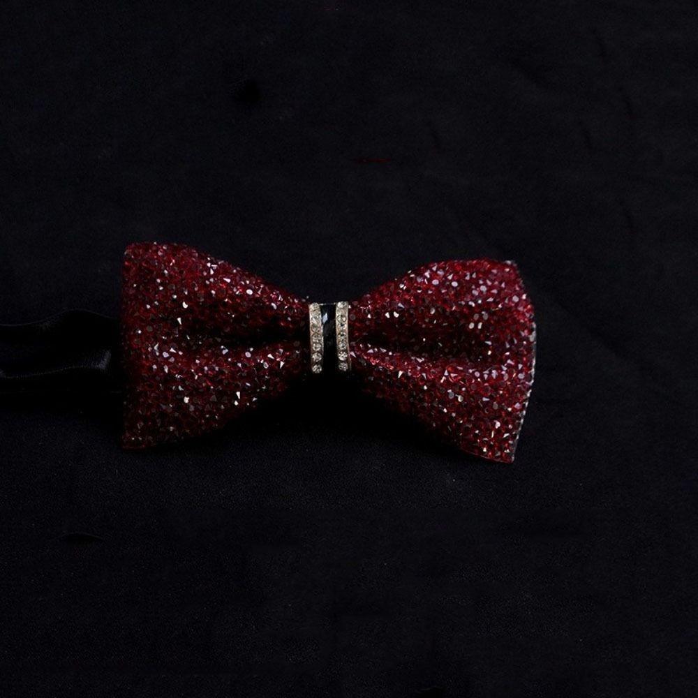 Solid Color Rhinestone Collar Flower British Style Adjustable Gentleman's Bow Tie Bowtie Collar Cravat Men's Suit Accessory