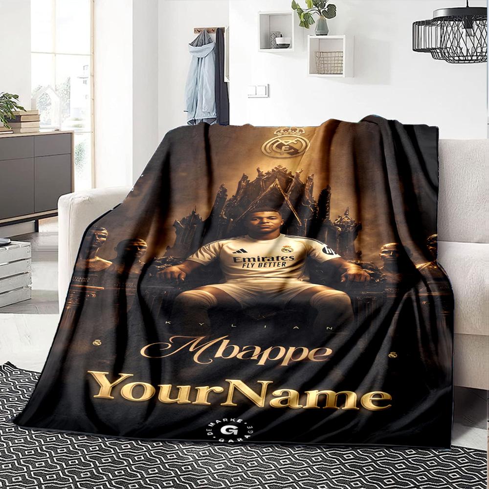 Mbappe Personalized Text Blanket Cozy Personalized Blanket Comfortable Suitable for Couch Living Room Office Chair Home Decor Ideal for All Seasons