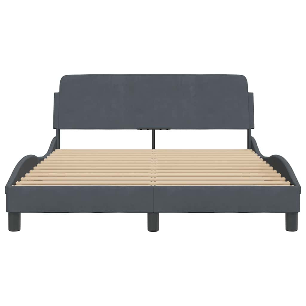 Bed Frame Dover Dark Grey 140 x 200 cm Velvet