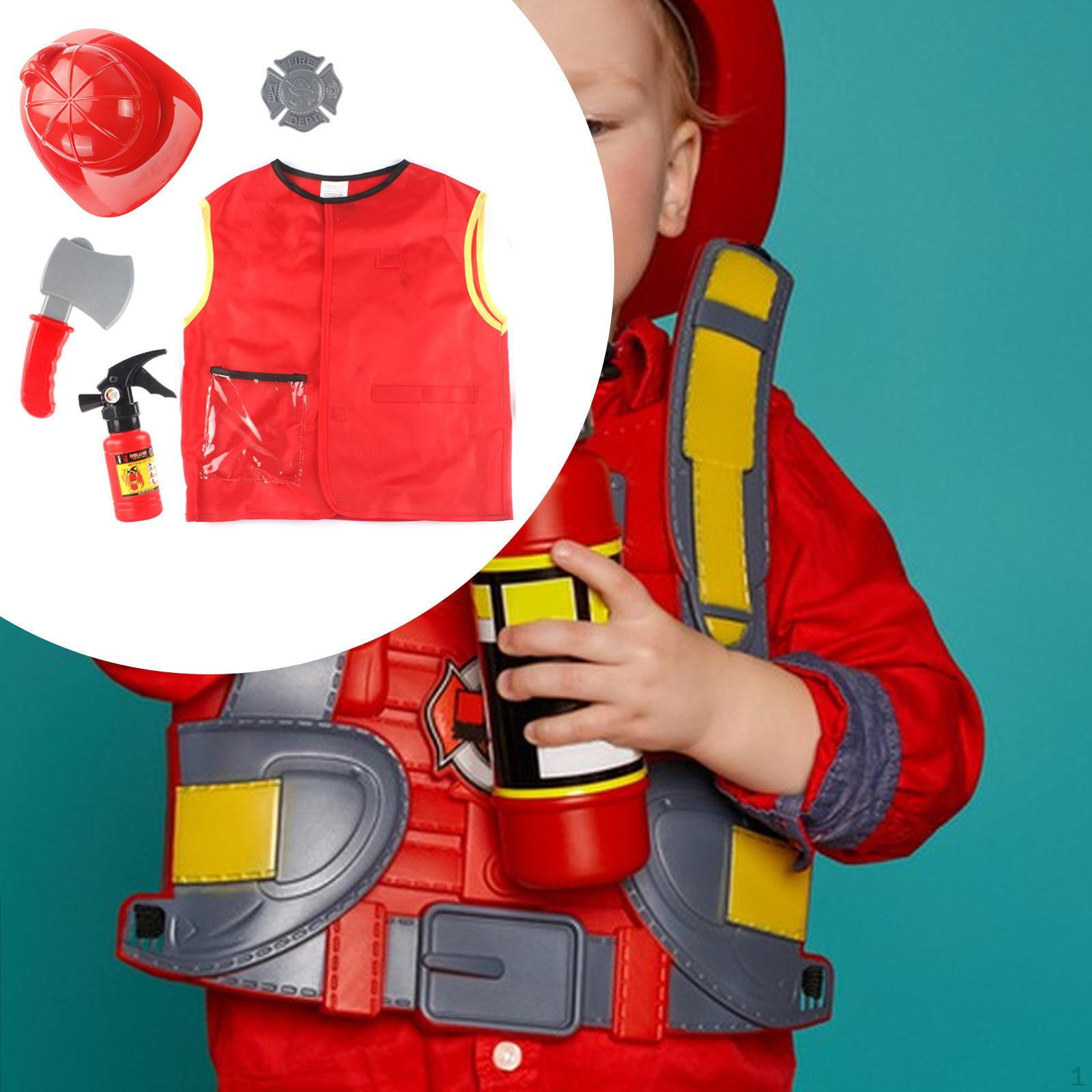 

Kids Fireman Costume Set Suit Washable Firefighter Dress up Clothes for Carnival