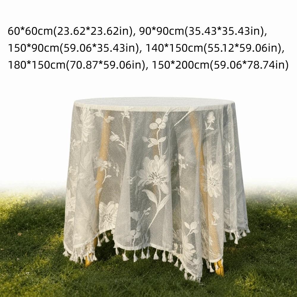 Embroidered Lace Tablecloth Dust-Proof French Table Cover Decor  Living Room