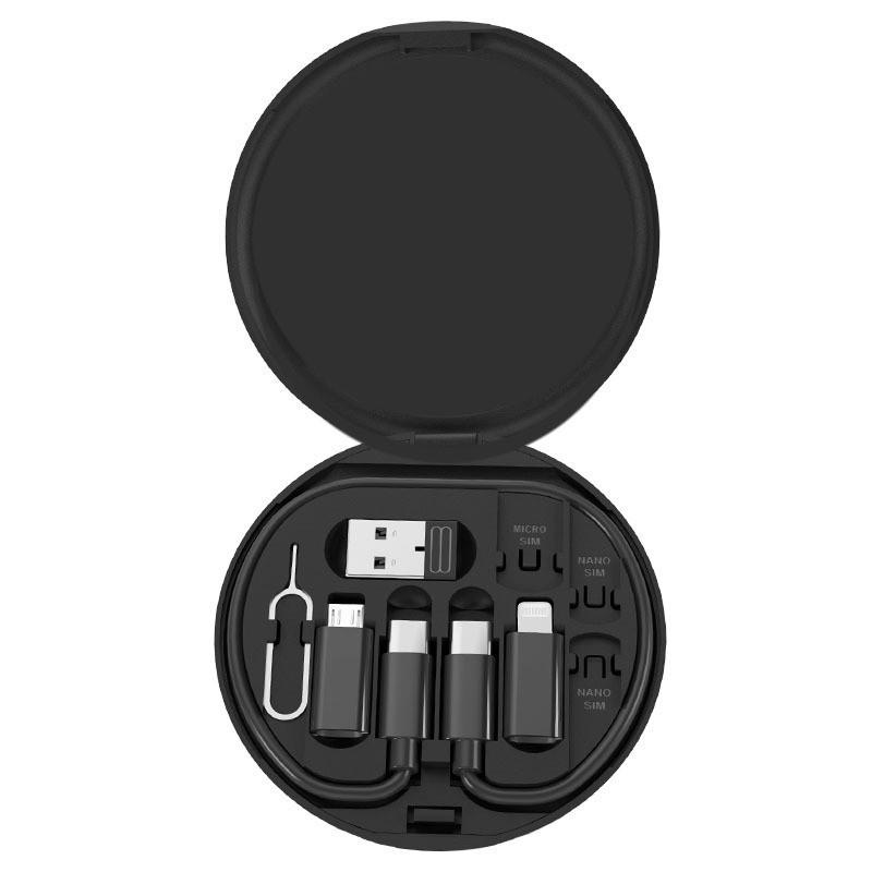 Portable 5-in-1 Multifunction Data Cable Box - 60W Fast Charging for Android & USB