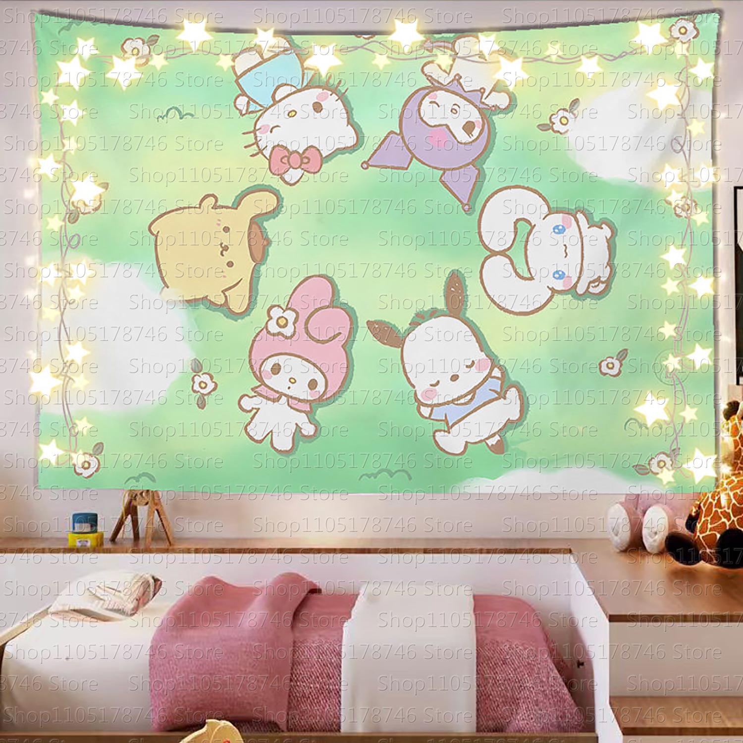 

Sanrio Mikko Cute Cartoon Background Cloth Ins Style Room Decoration Tapestry Dormitory Rental Room Decoration Hanging Cloth 74x94cm(29x37in)