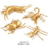Simulation Poultry Animal Model Gold Edition Mini Chicken Duck Goose Dragonfly Lizard Insect Set Toy