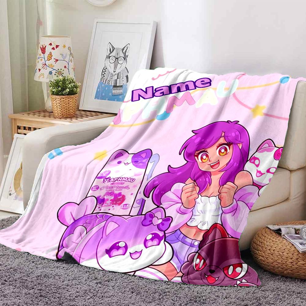 Coperta Stampata a Tema Aphmau con Nome Personalizzato - Perfetta per Divano, Letto, Viaggi e Uso Esterno | Lavabile in Lavatrice, Accogliente e Resistente.