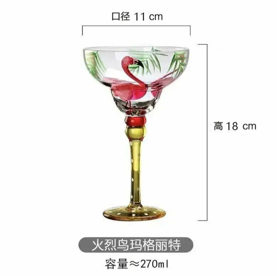 

Painted Marguerite Western wine glass Crystal glass Hand-painted glass Cocktail glass Goblet Bar