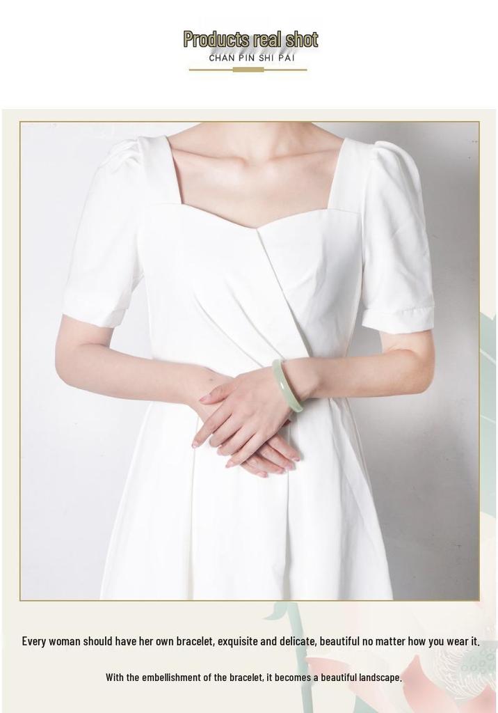 Hetian Green-White Jade Wide Band Bracelet - High Ice Clear Jade, Girly Style, Natural Jade Gift