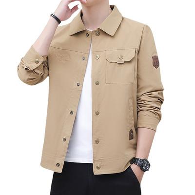 Men's Fashionable and Versatile Jacket with Simple Collar and Casual Loose Top