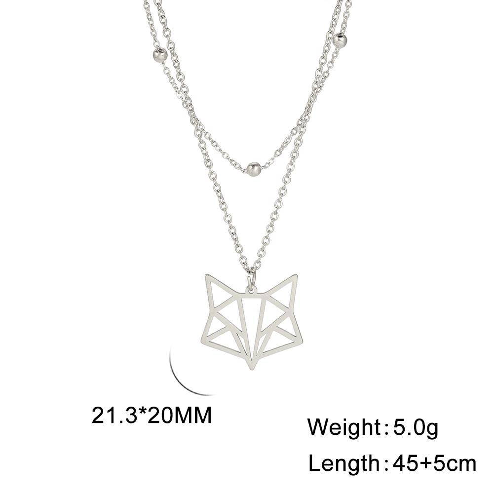 Cazador Hollow Fox Pendant Necklaces for Women Girls Cute Animal Neck Chains Stainless Steel Jewelry Birthday Gifts Wholesale