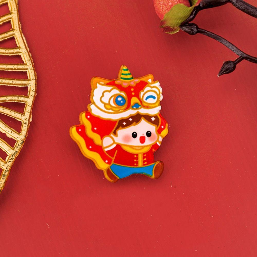 Loong Acrylic Spring Festival Pin Dancing Lion Chinese Style Pin Jewelry Lion Dance Brooch Skirts