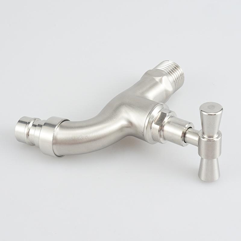 G1/2'' Badezimmer Waschmaschinenbecken Wasserhahn 304 Edelstahl Gebürstet Kaltwasserhahn Wandmontage Außen Gartenhahn