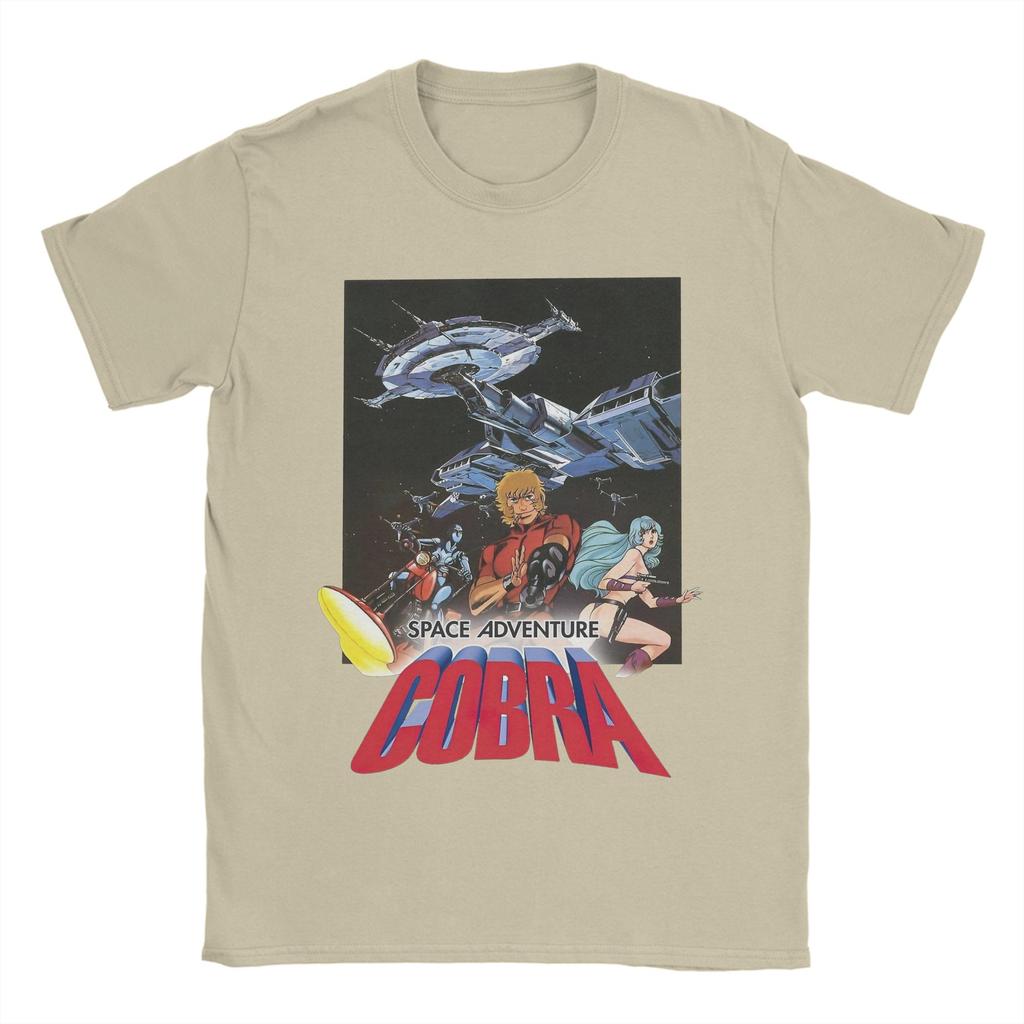 Men T-Shirt Cobra Space Pirate Anime Hipster Pure Cotton Tees Short Sleeve T Shirt Round Neck Tops 4XL