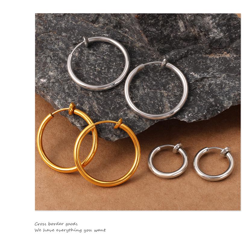Unisex Geometric Hoop Earrings - Trendy Cross-border Hip Hop Style