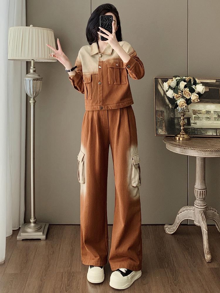 

Autumn 2025 Gradient Color Slim-Fit Denim Suit - Age-Reducing Two-Piece Set Small