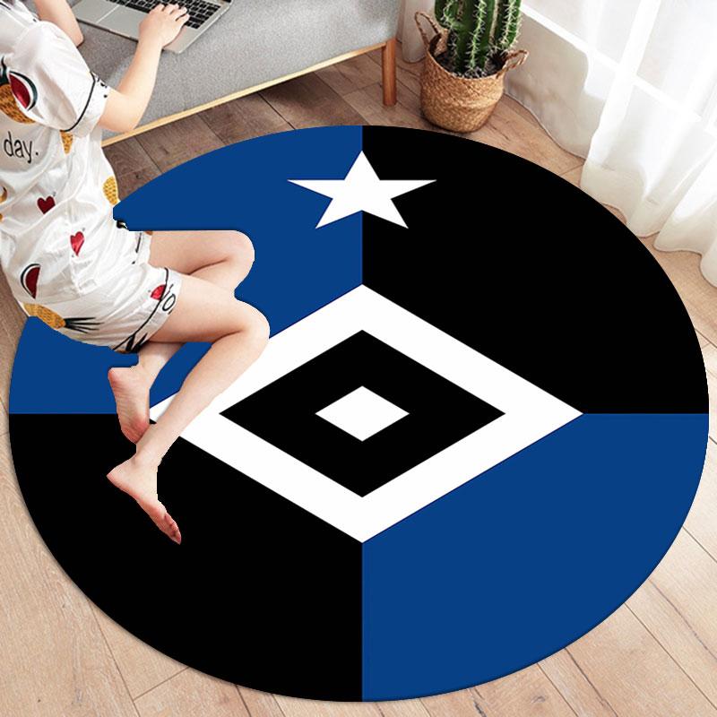 Hamburger SV Round Area Rug,Carpet Rug for Living Room Bedroom Sofa Playroom Decor,Non-slip Floor Mat
