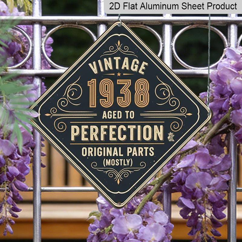 

2D Flat, 1pc, Vintage Metal Aluminum Sign Decoration, Vintage 1938 Aged To Perfection, Vintage Decorative Sign, Vintage Wall Art Decor, Suitable for 20*20cm