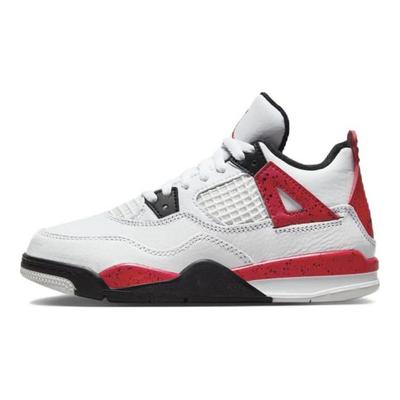 Air 4 Retro PS Red Cement Kids Sneakers White Fire-Red Black BQ7669-161