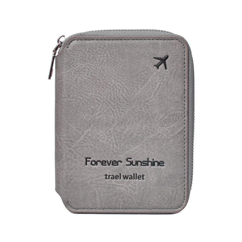 

Passport clip capacity New zipper passport bag Multifunctional outbound travel storage bag Simple and large сірий колір