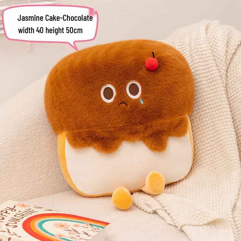 Charming Cartoon Jasmine Cake Plush Pillow: Chocolate Strawberry Bread Doll Sofa Cushion