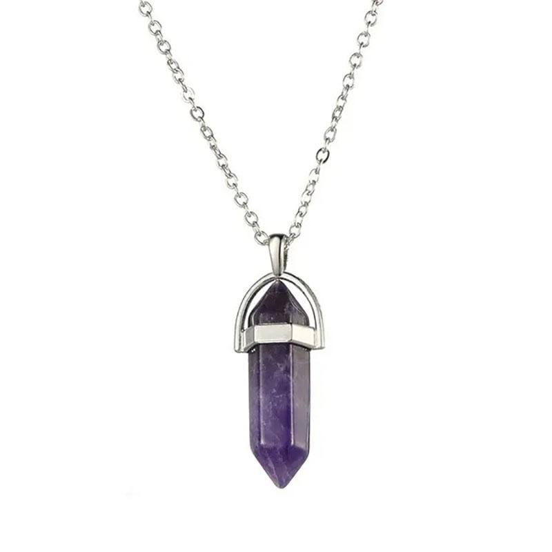 Natural Stone Necklace Hexagonal Pendant Chakra Healing Stone Crystal Jewelry For Women And Men Birthday Gifts