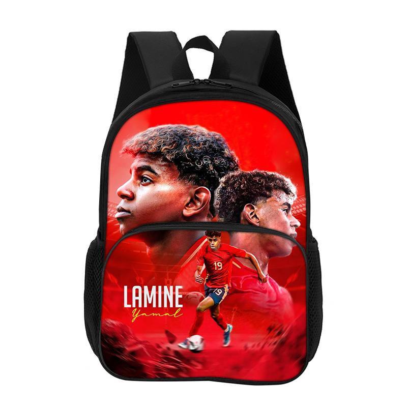 Travel Large Capacity Knapsack L-Lamin Yamal Students Kids Football Star School Bag with Front Pocket Backpack Sports Bookbag