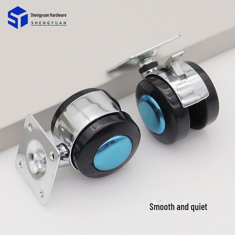 2-tums platt universalhjul med broms för möbler och skåp