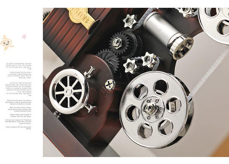 Nostalgic Retro Movie Projector Music Box - Creative Home Decor & Christmas Gift for Children