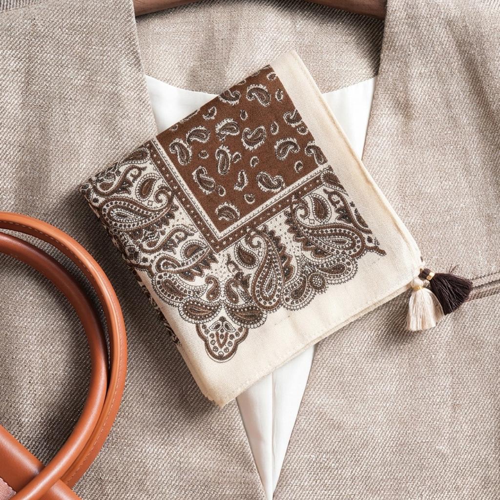 Handmade 71 cotton and linen cashew flower square scarf silk scarf female Korean version versatile high-end neck protection scarf thin silk wool scarf