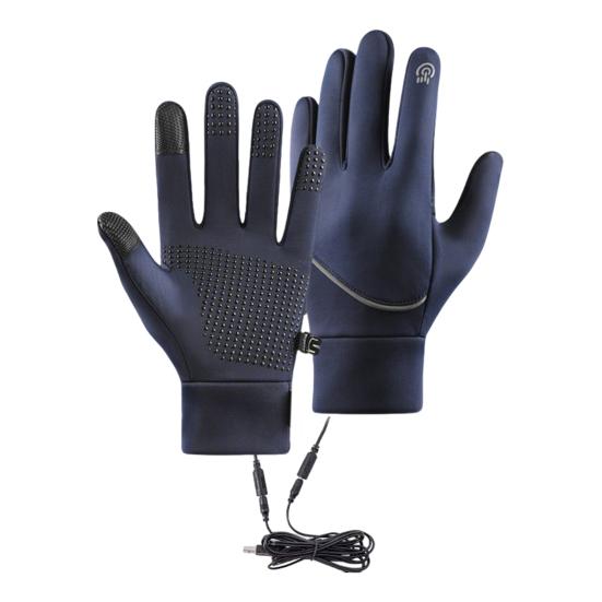 

1 Pair USB Heated Gloves Fleece Lined Anti-slip Touchscreen Warm Cold Weather Winter Outdoor Cycling Men Women Electric Heating Gloves M темно-синього кольору