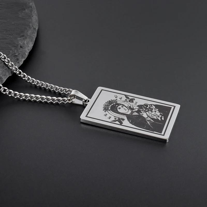 Classic Catholic Virgin Mary Square Pendant Necklace for Men Women Christian Religious Prayer Amulets Jewelry Gifts