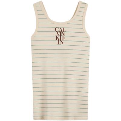Casual Striped Print Ribbed Tank Top Women Tops 44C202G