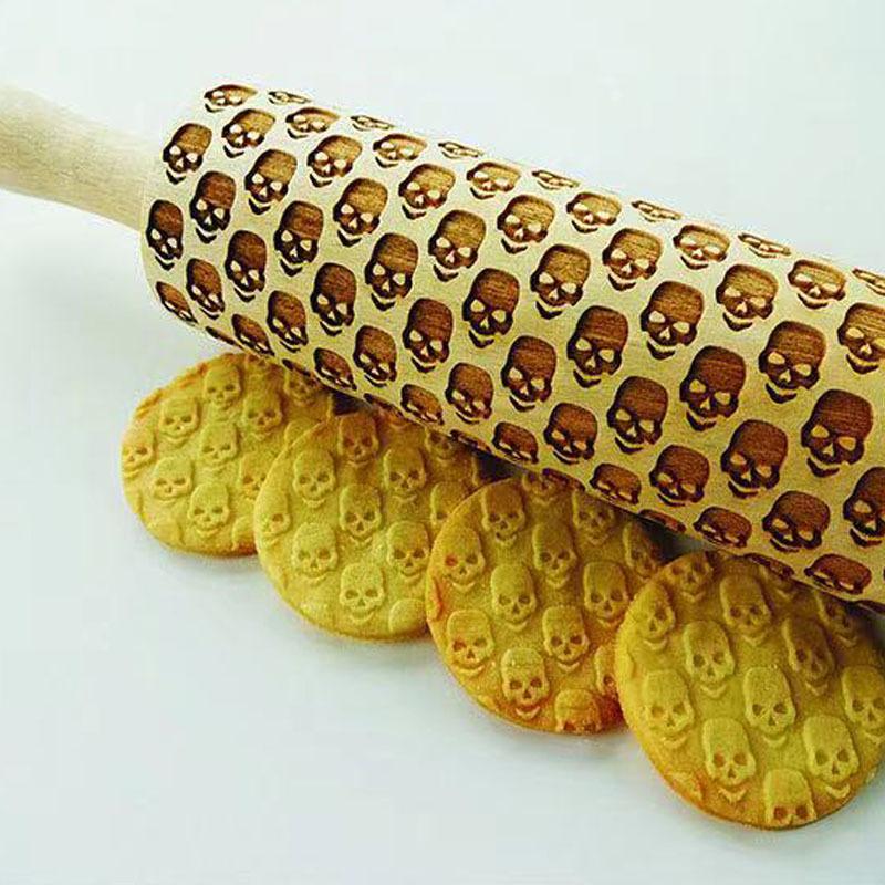 Рождественский подарок   Снежинка Олень Деревянный Скалка Выпечка Печенье Бисквит Помадка Торт Узорная Скалка Хэллоуин Подарок