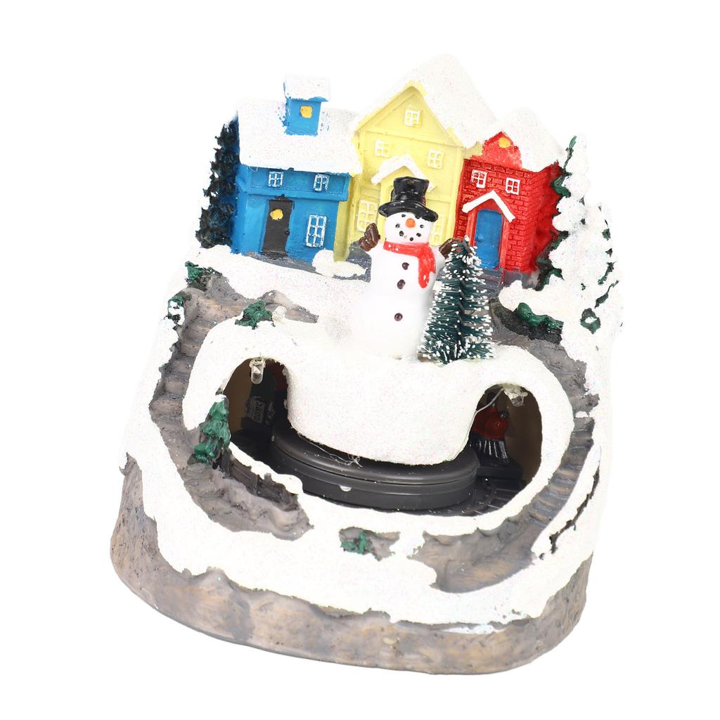 Xmas Music Box Resin Rotating Light Up Train Musical Box Tabletop Ornament for Holiday Home Decor