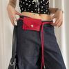 Vintage Red Pu Leather Waist Belt With Automatic Buckle For Women Dress Jeans Accessory
